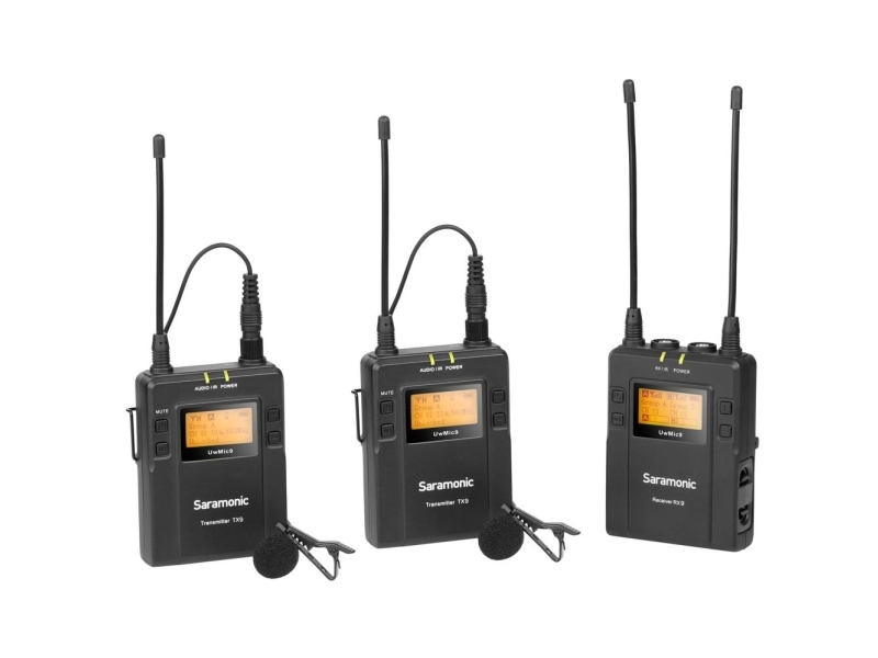 Saramonic Uwmic9-Tx9+Tx9+Rx9, Lavalier/Lapel-Mikrofon, 0,5%, Koblet Med Ledninger (Ikke Trådløs), 3.5 Mm (1/8"), Svart, 70 Db