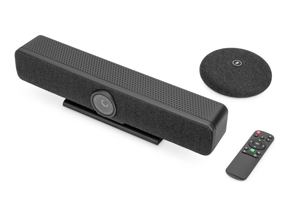 Digitus 4K All-In-One Video Bar Pro - Videokonferansesystem (Mikrofon, Videolinje) - Svart/Grå