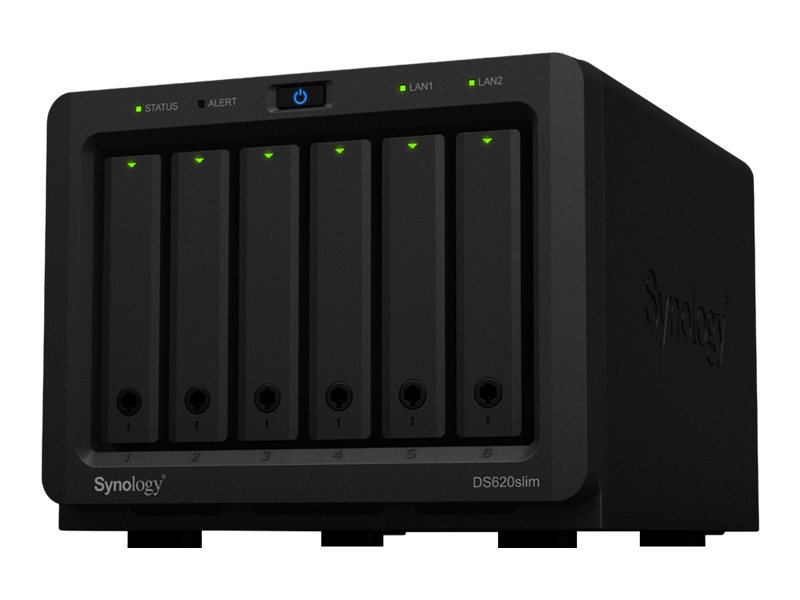 Synology Disk Station Ds620slim - Nas-Server - 6 Brønner - Sata 6Gb/S - Raid Raid 0, 1, 5, 6, 10, Jbod - Ram 2 Gb - Gigabit Ethernet - Iscsi Støtte