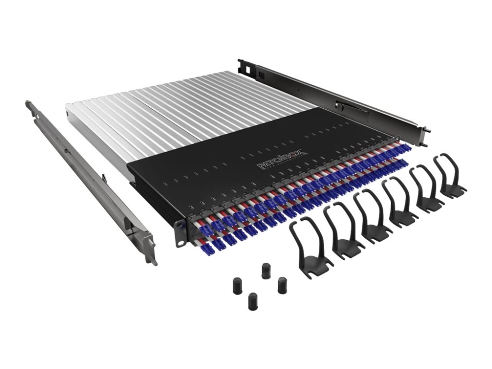 Patchbox Plus+ System Os2 - Kabelstyringssystem Med Tilbaketrekkbare Stikksnorer - 1.7 M - Lc X 24 - Ral 9005 - 1U - 19"