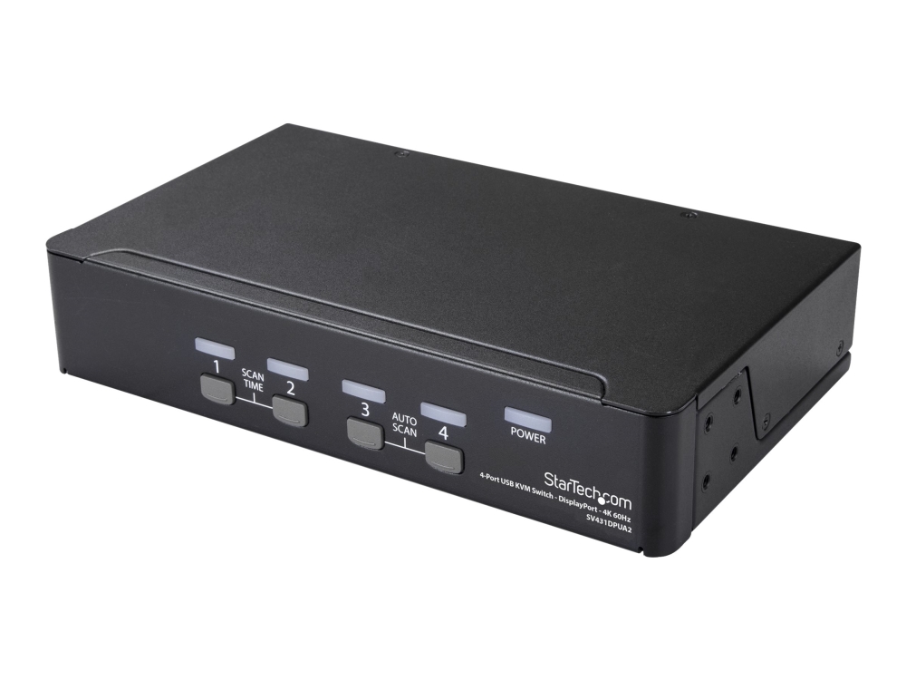 Startech.Com 4 Port Displayport Kvm Switch, 4K 60Hz, Single Display, Dual Port Uhd Dp 1.2 Usb Kvm Switch With Integrated Usb 2.0 Hub And Audio, Dell,