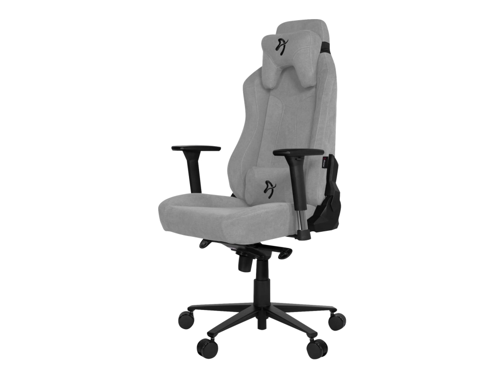 Arozzi Vernazza Soft Fabric - Stol - Ergonomisk - Armlener - T-Formet - Tipping - Roterende - Metall, Aluminium, Stoff - Svart, Lysegrå