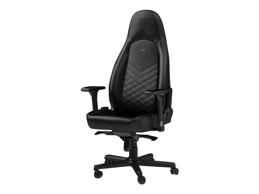 Noblechairs Icon - Stol - Ergonomisk - Armlener - T-Formet - Tipping - Roterende - Polyuretanlær, Stålramme - Svart