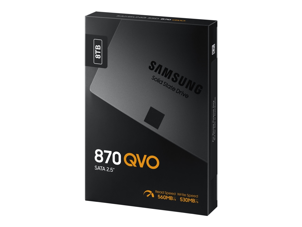 Samsung 870 Qvo Mz-77Q8t0bw - Ssd - Kryptert - 8 Tb - Intern - 2.5" - Sata 6Gb/S - Buffer: 8 Gb - 256-Bit Aes - Tcg Opal Encryption