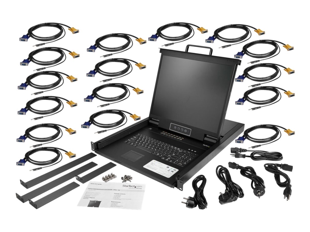Startech.Com 16 Port Rackmount Kvm Console With 6Ft Cables, Integrated Kvm Switch With 19" Lcd Monitor, Fully Featured 1U Lcd Kvm Drawer- Osd Kvm, Du