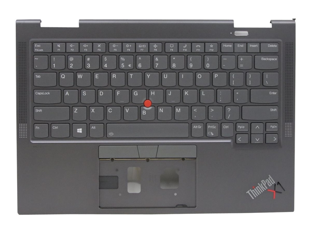 Sunrex - Erstatningstastatur For Bærbar Pc - Med Trackpoint, Ultranav - Bakbelysning - Qwerty - Engelsk - Europa - Grå - Fru - Med Toppdeksel - For T