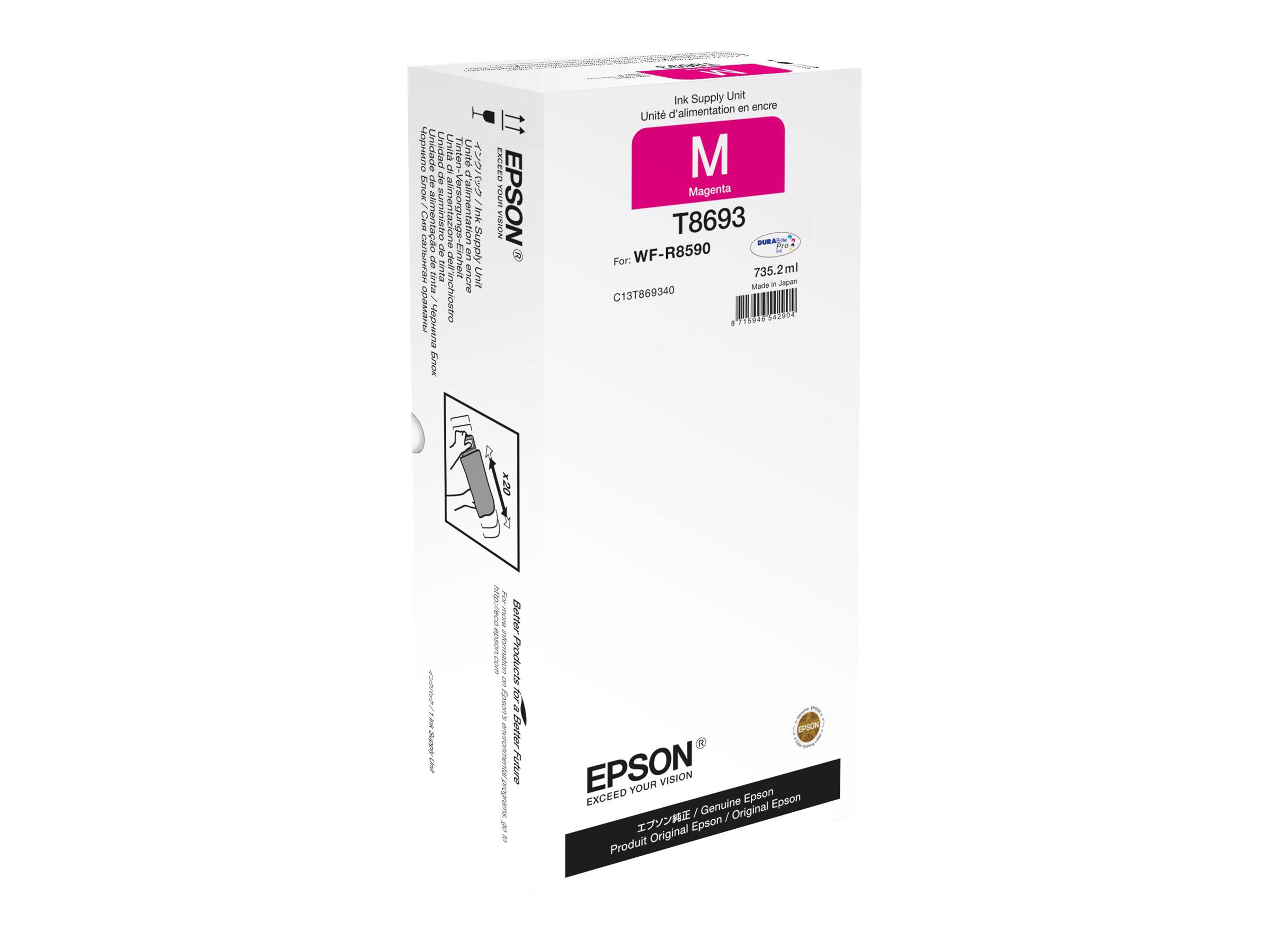 Epson T8693 - 735.2 Ml - Magenta - Original - Blekkrefill - For Workforce Pro R8590 D3twfc, Wf-R8590, Wf-R8590 D3twfc, Wf-R8590dtwf