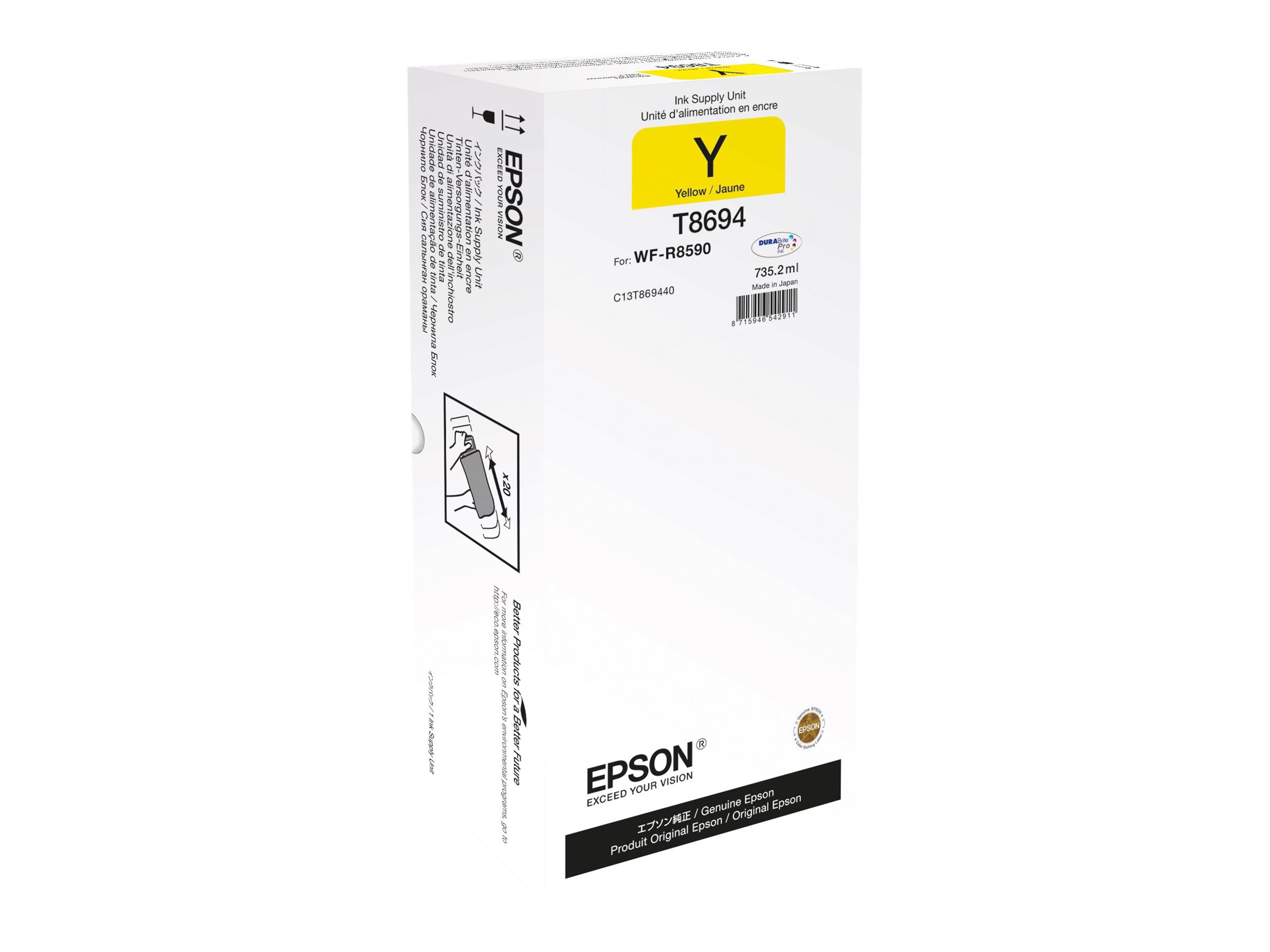 Epson T8694 - 735.2 Ml - Gul - Original - Blekkrefill - For Workforce Pro R8590 D3twfc, Wf-R8590, Wf-R8590 D3twfc, Wf-R8590dtwf