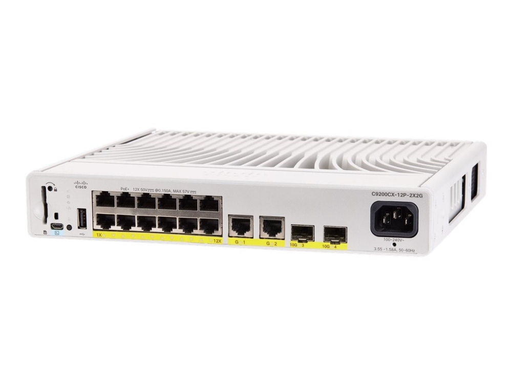 Cisco Catalyst 9200Cx - Network Essentials - Switch - Kompakt - L3 - Styrt - 12 X 10/100/1000 (Poe+) + 2 X 1000Base-T + 2 X 10 Gigabit Sfp+ (Opplenke