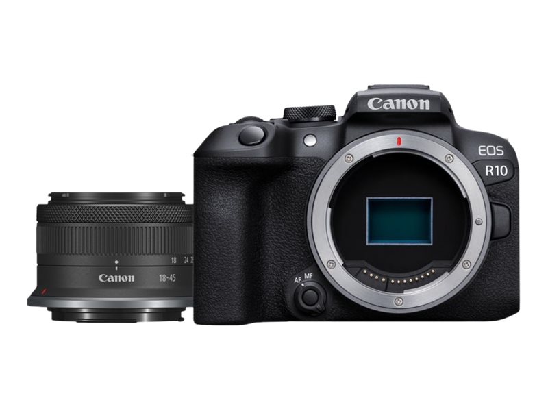 Canon Eos R10 - Digitalkamera - Speilløst - 24.2 Mp - Aps-C - 4K / 60 Fps - 2.5Optisk X-Zoom Rf-S 18-45 Mm F4.5-6.3 Is Stm Linse - Wi-Fi, Bluetooth -