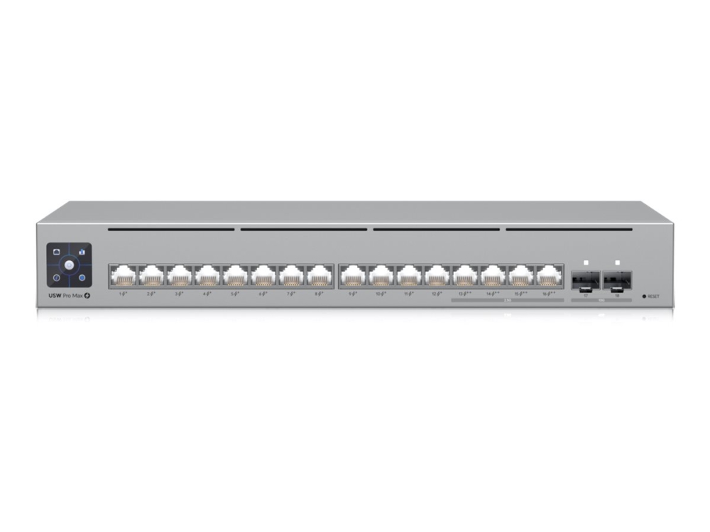Ubiquiti Unifi Switch Pro Max 16 Poe - Switch - L3 - Styrt - 12 X 10/100/1000 (12 Poe+, 4 Poe++) + 4 X 2.5Gbase-T + 2 X 10 Gigabit Ethernet - Stasjon