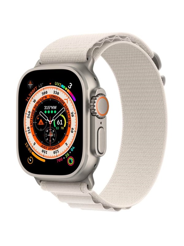 Apple Watch Ultra GPS + Cellular 49mm Titanium Case with Starlight Alpine Loop - Medium