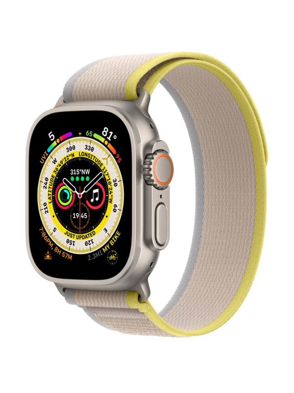Apple Watch Ultra GPS + Cellular 49mm Titanium Case with Yellow/Beige Trail Loop - M/L