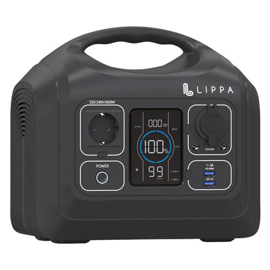 Lippa power station 595 Wh, Svart