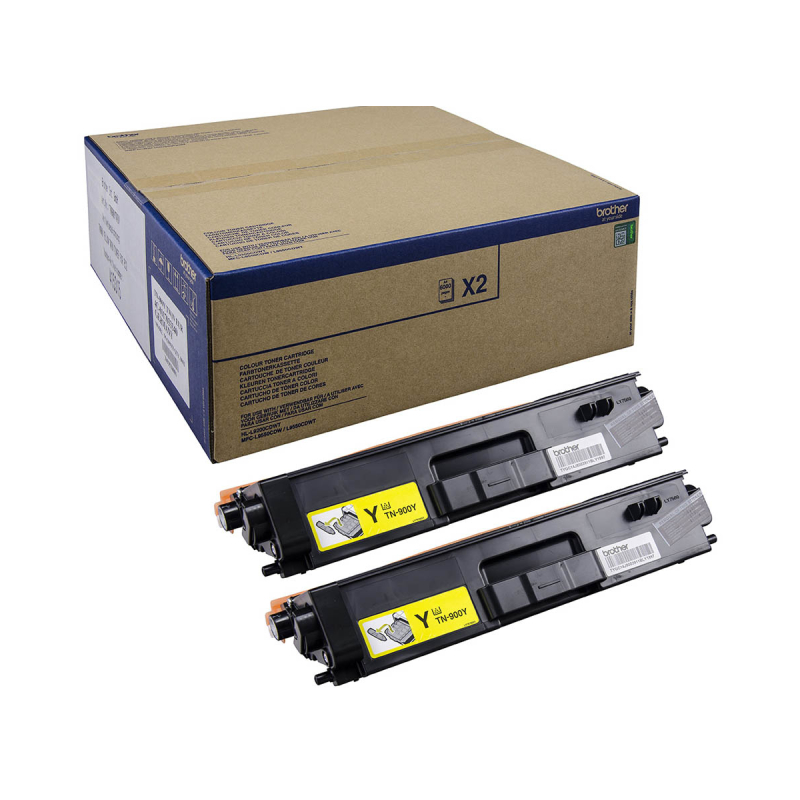 Brother toner TN 900 - TN900YTWIN, 2 stk. multipack 12000 sider, original